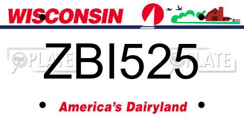 ZBI525 Wisconsin License Plate