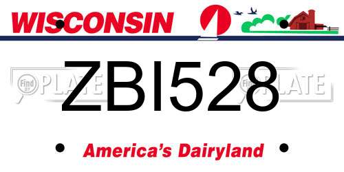 ZBI528 Wisconsin License Plate