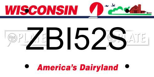 ZBI52S Wisconsin License Plate