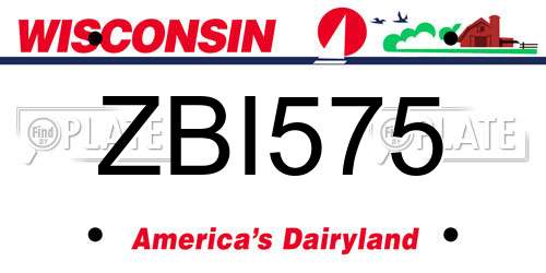 ZBI575 Wisconsin License Plate