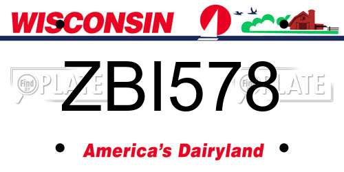 ZBI578 Wisconsin License Plate