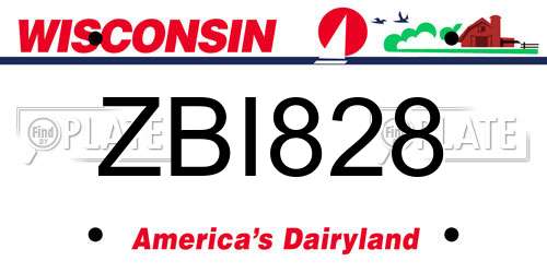 ZBI828 Wisconsin License Plate