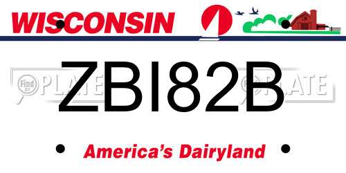 ZBI82B Wisconsin License Plate