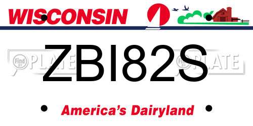 ZBI82S Wisconsin License Plate