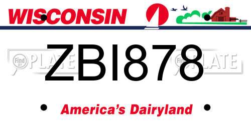 ZBI878 Wisconsin License Plate