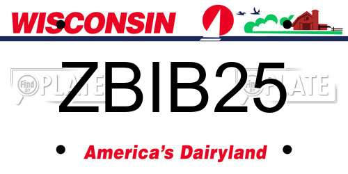ZBIB25 Wisconsin License Plate