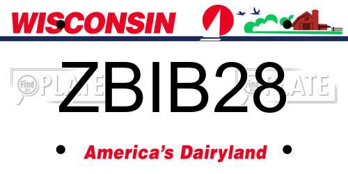 ZBIB28 Wisconsin License Plate
