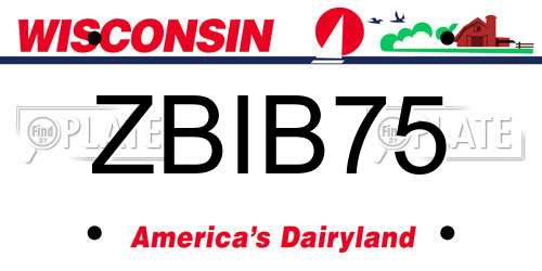 ZBIB75 Wisconsin License Plate