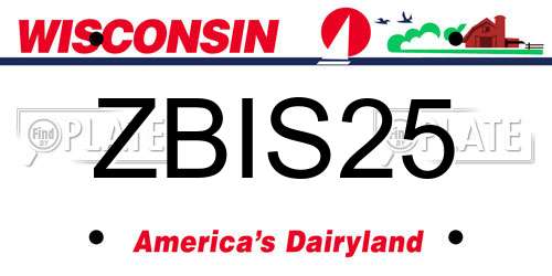ZBIS25 Wisconsin License Plate