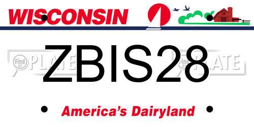 ZBIS28 Wisconsin License Plate