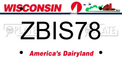 ZBIS78 Wisconsin License Plate