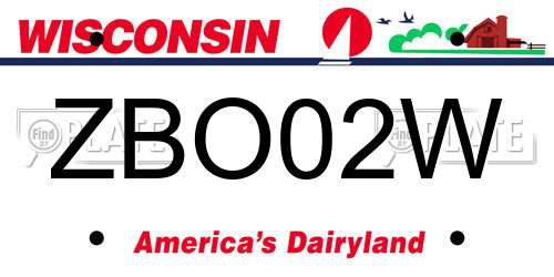 ZBO02W Wisconsin License Plate