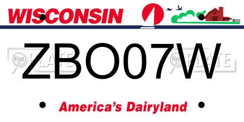 ZBO07W Wisconsin License Plate