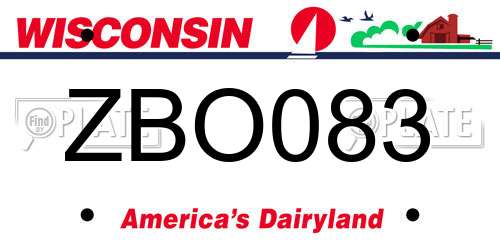 ZBO083 Wisconsin License Plate