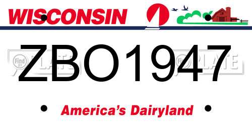 ZBO1947 Wisconsin License Plate