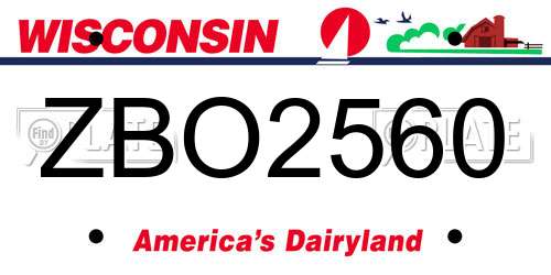 ZBO2560 Wisconsin License Plate