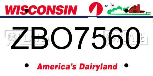 ZBO7560 Wisconsin License Plate