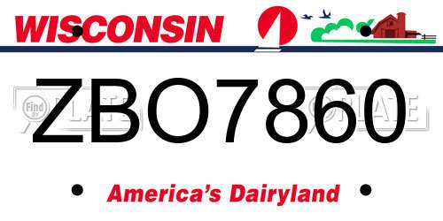 ZBO7860 Wisconsin License Plate