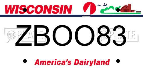ZBOO83 Wisconsin License Plate