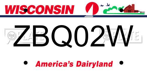 ZBQ02W Wisconsin License Plate