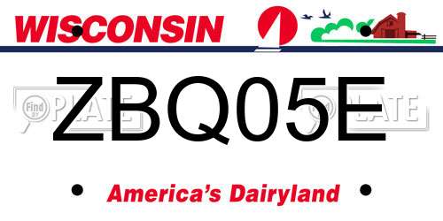 ZBQ05E Wisconsin License Plate