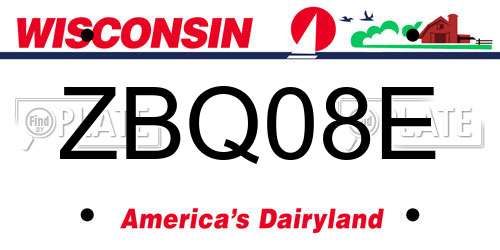 ZBQ08E Wisconsin License Plate