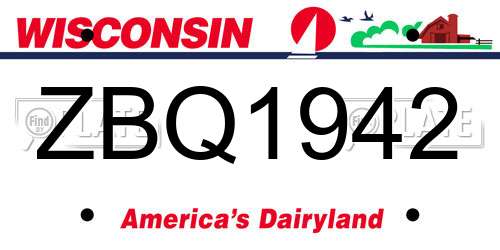ZBQ1942 Wisconsin License Plate