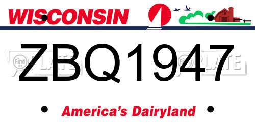 ZBQ1947 Wisconsin License Plate