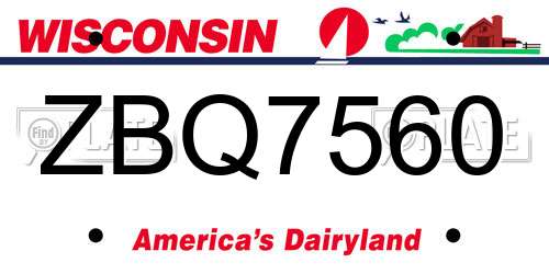 ZBQ7560 Wisconsin License Plate