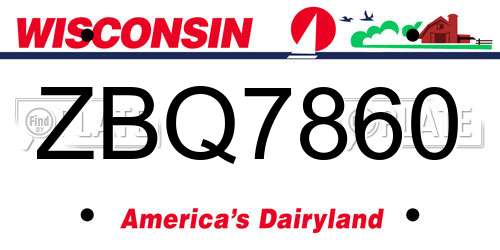 ZBQ7860 Wisconsin License Plate