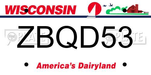 ZBQD53 Wisconsin License Plate
