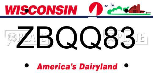 ZBQQ83 Wisconsin License Plate