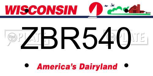 ZBR540 Wisconsin License Plate