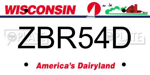 ZBR54D Wisconsin License Plate