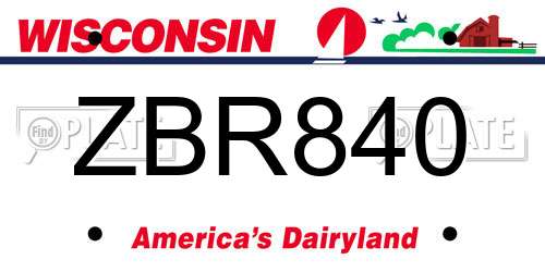 ZBR840 Wisconsin License Plate