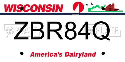 ZBR84Q Wisconsin License Plate