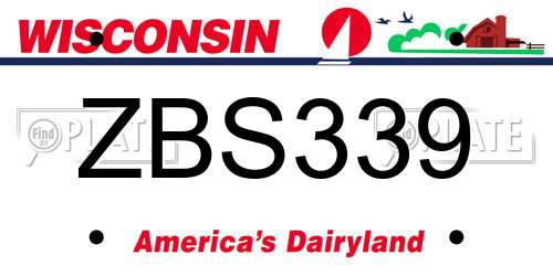 ZBS339 Wisconsin License Plate