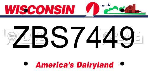ZBS7449 Wisconsin License Plate