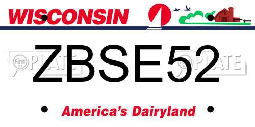 ZBSE52 Wisconsin License Plate