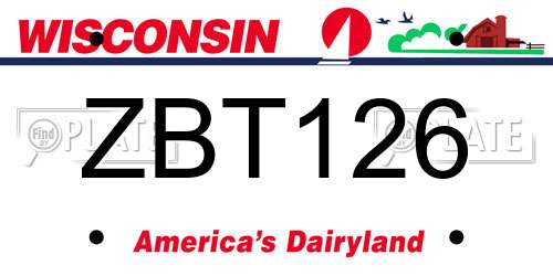 ZBT126 Wisconsin License Plate