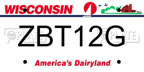 ZBT12G Wisconsin License Plate
