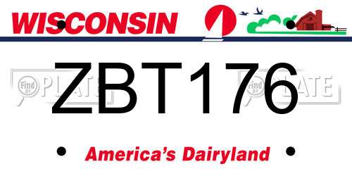 ZBT176 Wisconsin License Plate