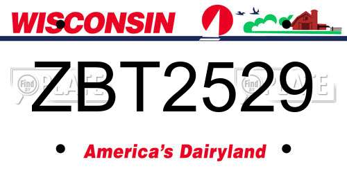 ZBT2529 Wisconsin License Plate