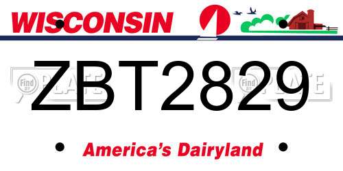 ZBT2829 Wisconsin License Plate
