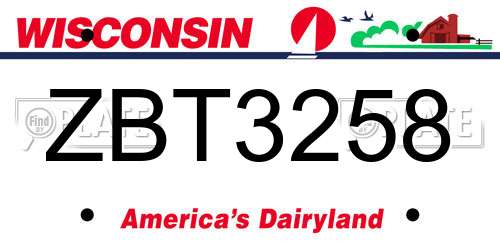 ZBT3258 Wisconsin License Plate