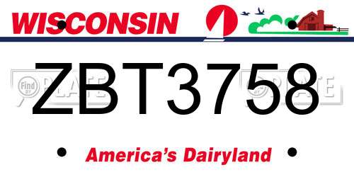 ZBT3758 Wisconsin License Plate