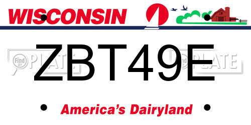 ZBT49E Wisconsin License Plate