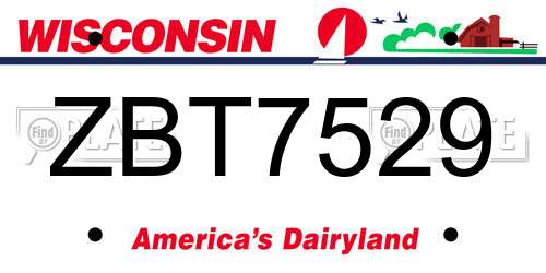 ZBT7529 Wisconsin License Plate