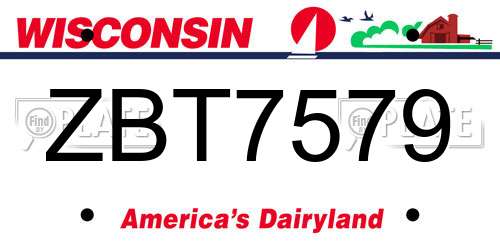 ZBT7579 Wisconsin License Plate