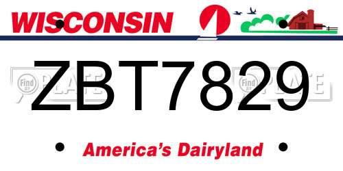 ZBT7829 Wisconsin License Plate